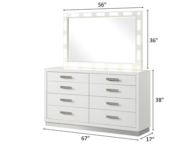 Coco 67" Wide 8 Drawer Dresser With Mirror