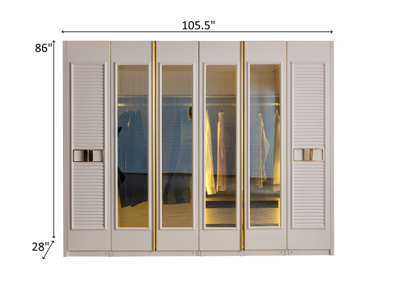 Gloria 105.5" Wide 6 Door Wardrobe