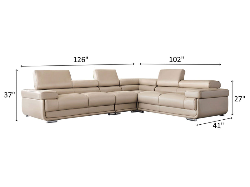 2119 126" / 102" Wide Leather Sectional
