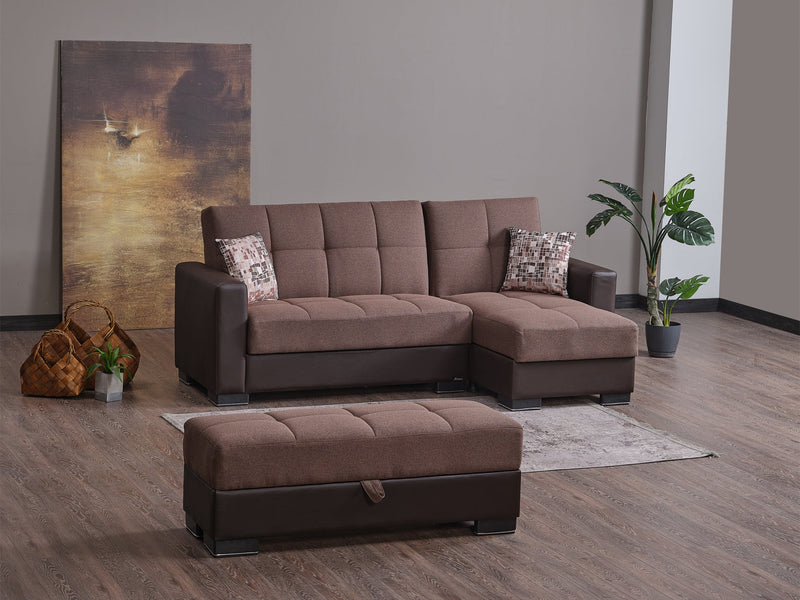 Armada Partial Leather 94" Wide Convertible Sectional