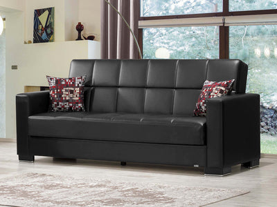 Armada Leather 90" Wide Convertible Sofa