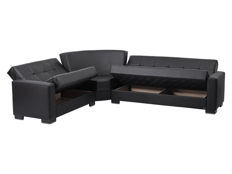 Armada Leather 124" / 100" Wide Convertible Sectional