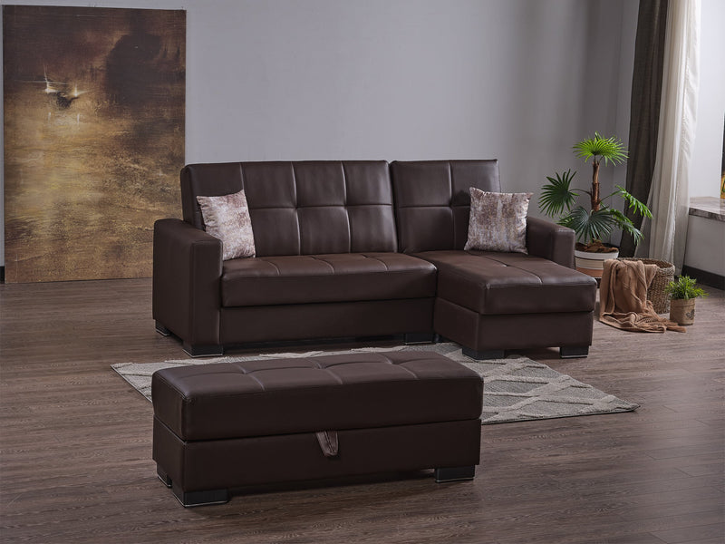 Armada Leather 94" Wide Convertible Sectional