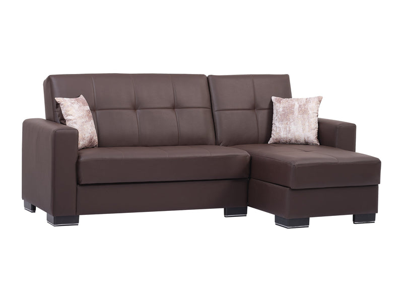 Armada Leather 94" Wide Convertible Sectional