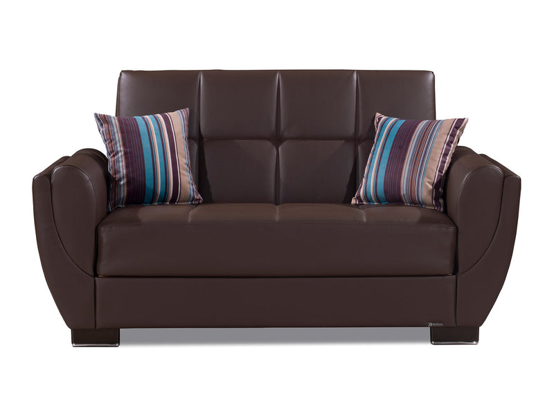 Armada Air Leather 63" Wide Convertible Loveseat