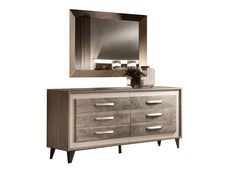 Arredo Ambra 64" Wide 6 Drawer Dresser With Mirror