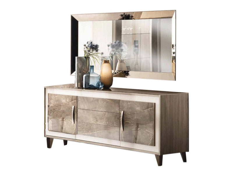 Arredo Ambra 83" Wide 2 Door 3 Drawer Buffet With Mirror