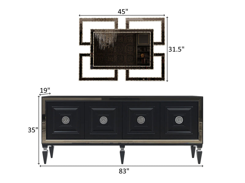 Carmen 83" Wide 4 Door Buffet With Mirror