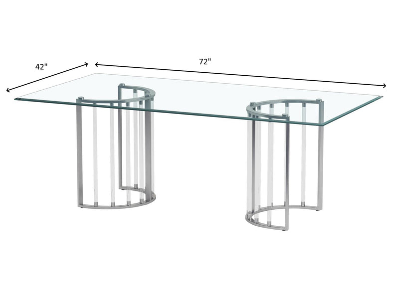 Trisha 72" Wide Glass Dining Table