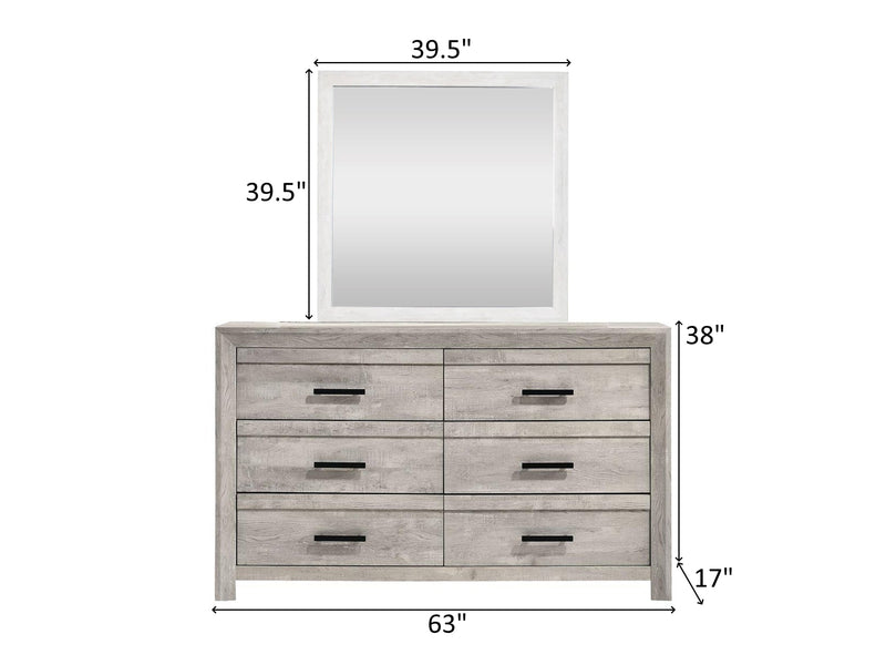 Denver 63" Wide 6 Drawer Dresser With Mirror
