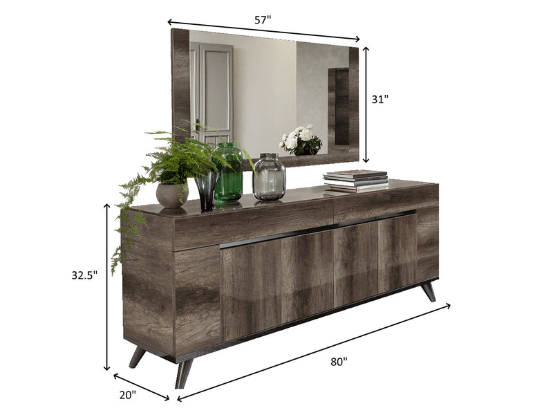 Medea 80" Wide 4 Door Buffet With Mirror