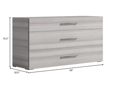 Mia 59" Wide 3 Drawer Dresser With Mirror