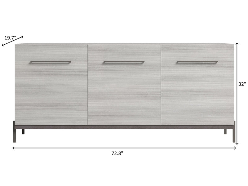 Mia 72.8" Wide 3 Door Buffet With Mirror