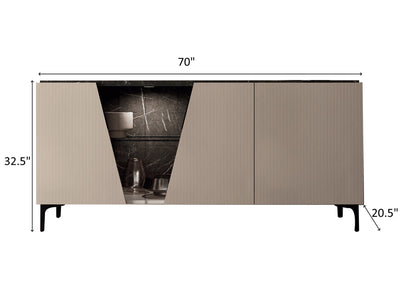 Fidia 70" Wide 3 Door Buffet With Mirror