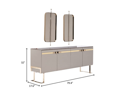 Veronica 79.4" Wide 4 Door Buffet With Mirror