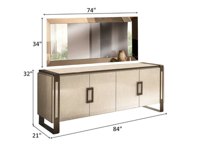 Poesia 84" Wide 4 Door Buffet With Mirror