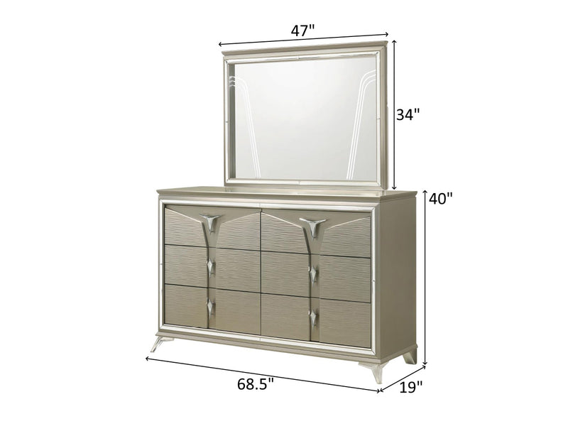 Samantha 68.5" Wide 6 Drawer Dresser With Mirror