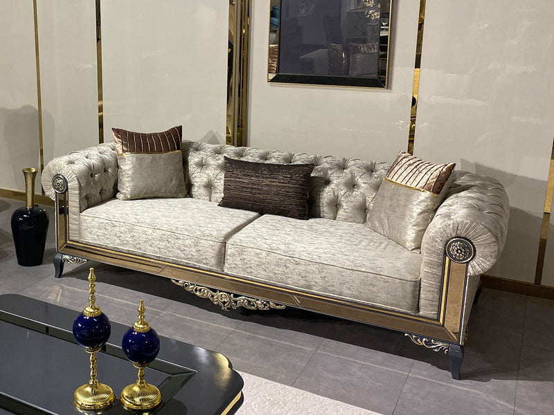 Verona Goss 92.5" Wide Rolled Arm Tufted Sofa