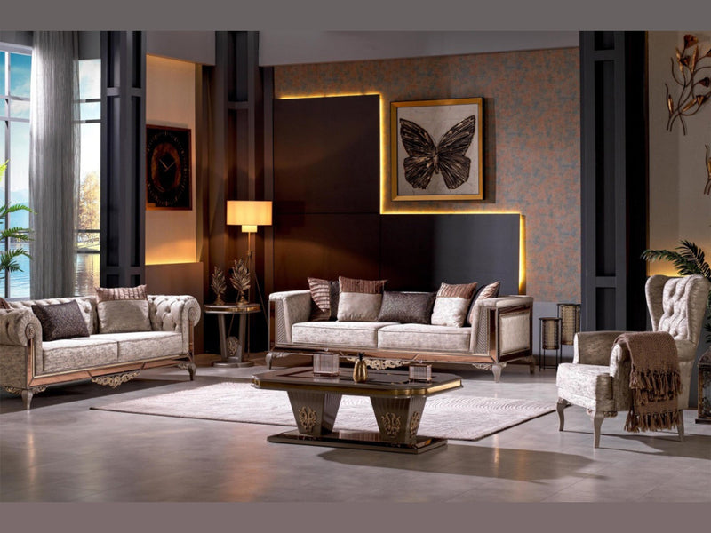 Verona Goss 92.5" Wide Rolled Arm Tufted Sofa