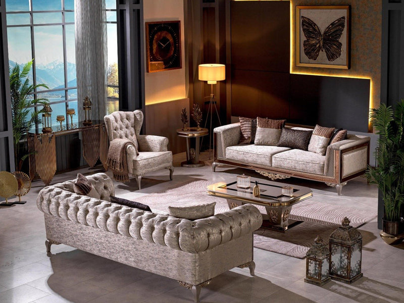 Verona Goss 92.5" Wide Rolled Arm Tufted Sofa