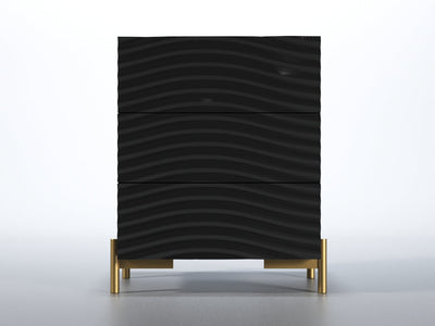 Wave 28" Tall 3 Drawer Black Nightstand
