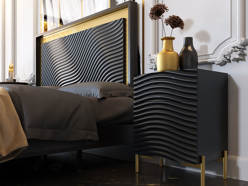 Wave Black Platform Bed