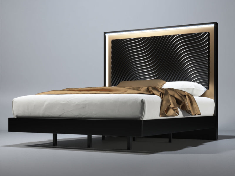 Wave Black Platform Bed