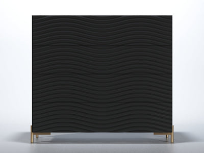 Wave 47" Wide 4 Drawer Black Dresser With Mirror