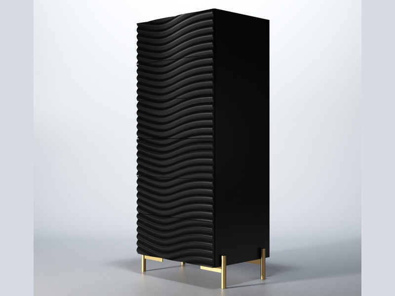 Wave 24" Wide 6 Drawer Black Chest