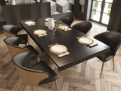 Wave 63" / 79" / 94" Wide 6-8-10 Person Extendable Black Dining Table