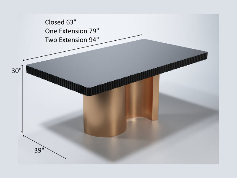 Wave 63" / 79" / 94" Wide 6-8-10 Person Extendable Black Dining Table