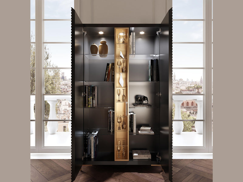 Wave 43" Wide 2 Door Black Dining Cabinet
