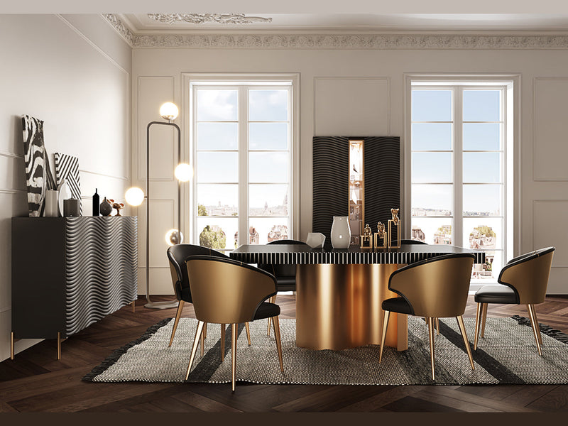 Wave 43" Wide 2 Door Black Dining Cabinet