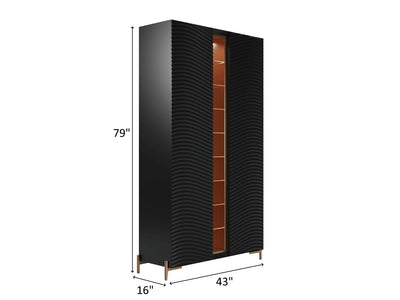 Wave 43" Wide 2 Door Black Dining Cabinet