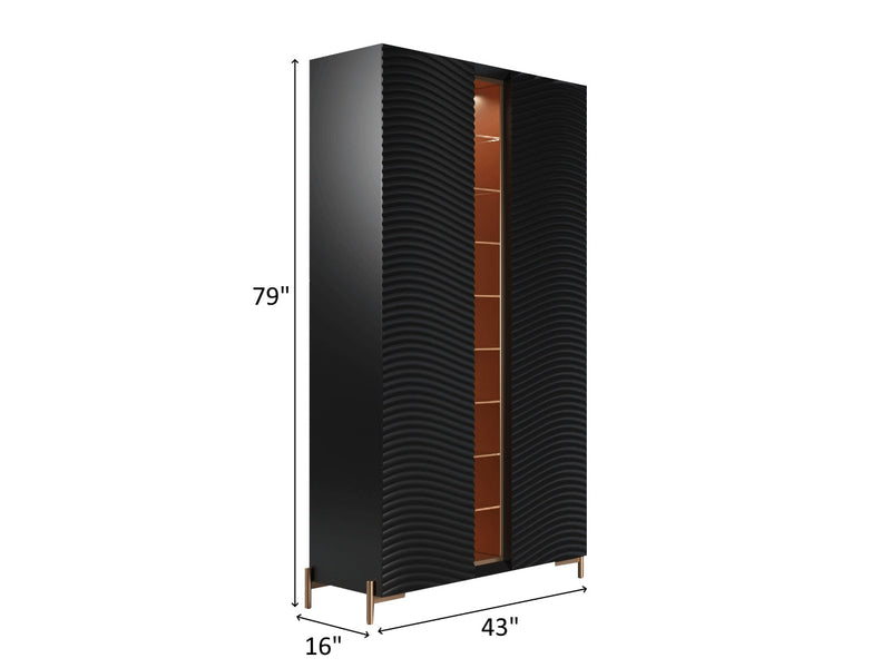 Wave 43" Wide 2 Door Black Dining Cabinet