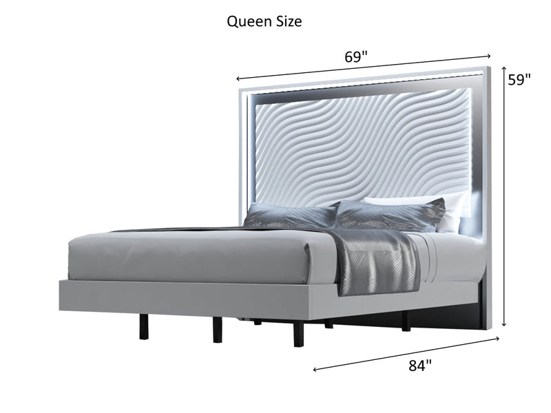 Wave White Platform Bed
