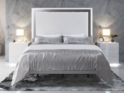 Wave White Platform Bed