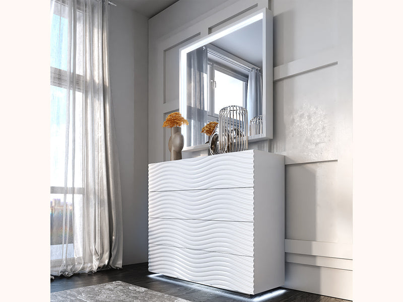 Wave White Bedroom Set