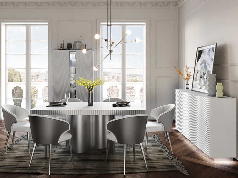 Wave 63" / 79" / 94" Wide 6-8-10 Person Extendable White Dining Table