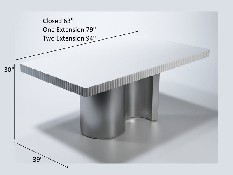 Wave 63" / 79" / 94" Wide 6-8-10 Person Extendable White Dining Table