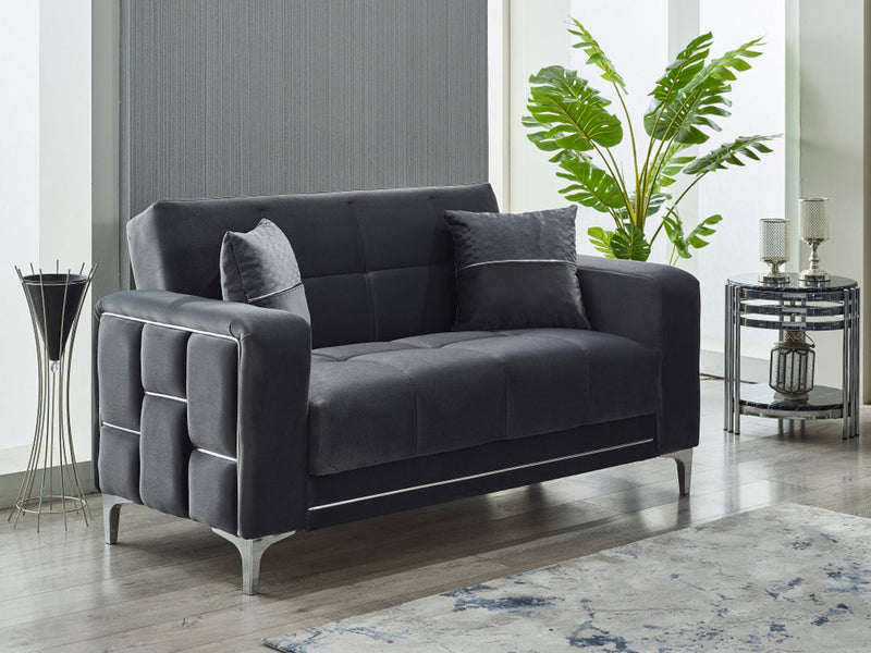 Alice 77" Wide Square Arm Convertible Loveseat