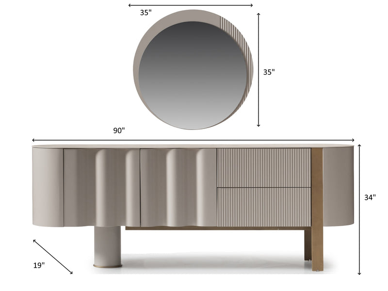 Portoa 90" Wide 2 Drawer 2 Door Buffet With Mirror