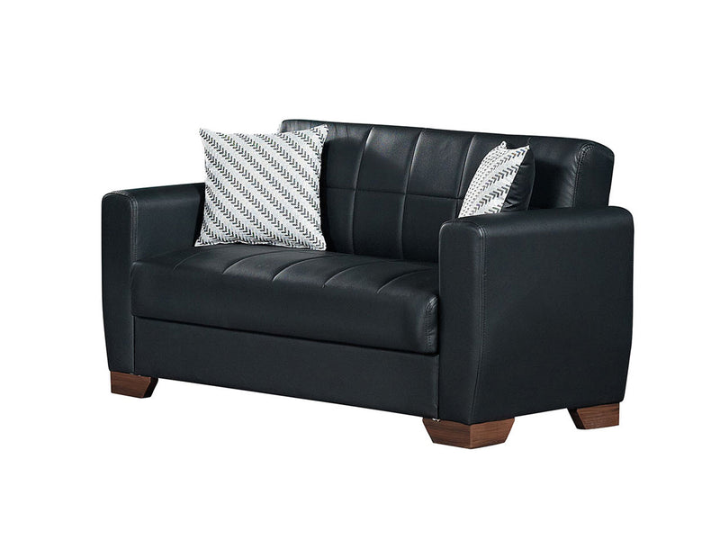 Barato Leather 59" Wide Convertible Loveseat