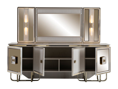 Barcelona 94.5" Wide 4 Door Buffet With Mirror