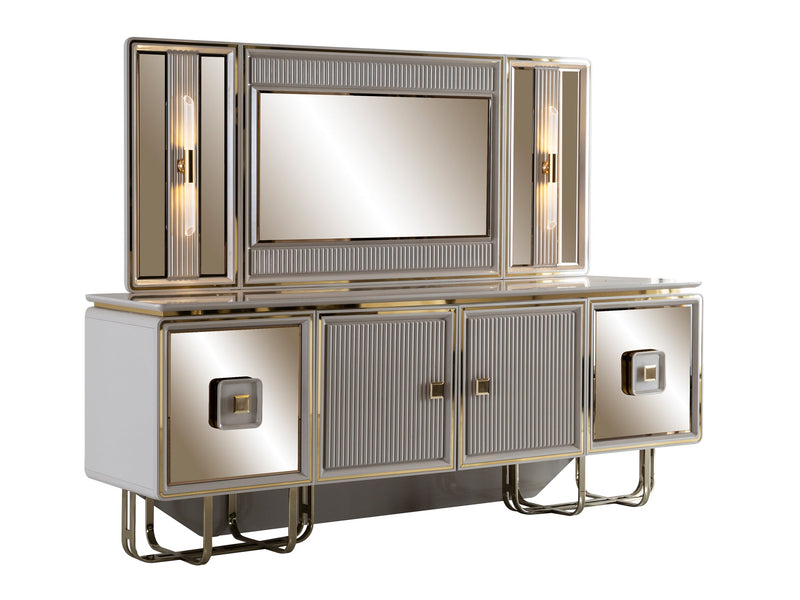 Barcelona 94.5" Wide 4 Door Buffet With Mirror