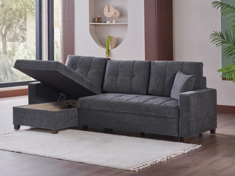 Bellona Istikbal Mocca 101" Wide Convertible Sleeper Sectional