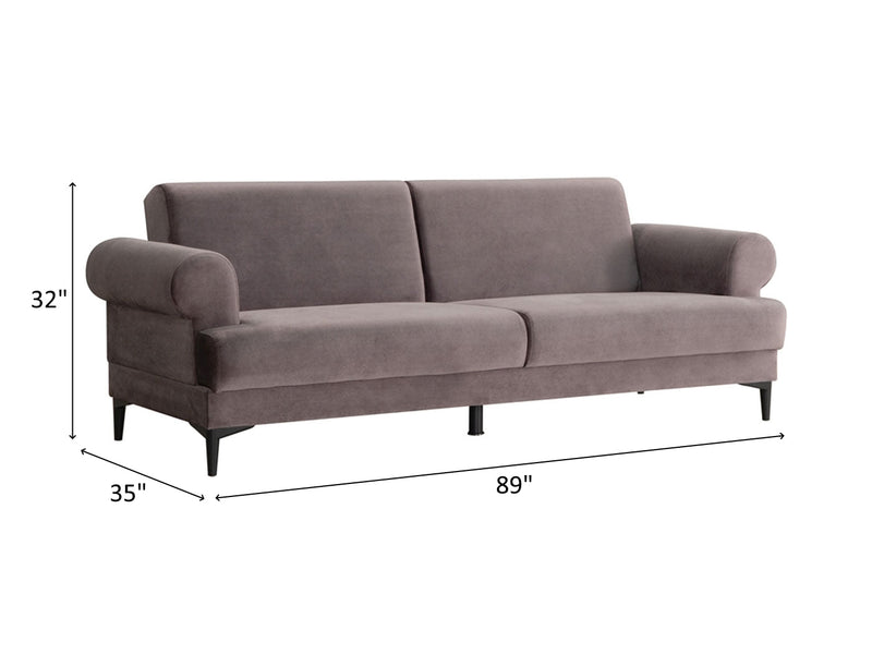 Bulut 89" Wide Rolled Arm Convertible Sofa