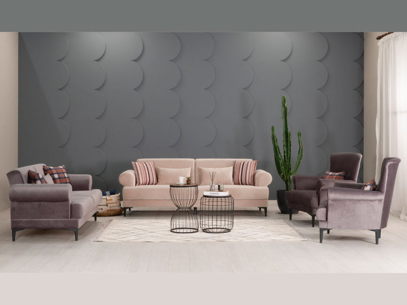 Bulut 89" Wide Rolled Arm Convertible Sofa