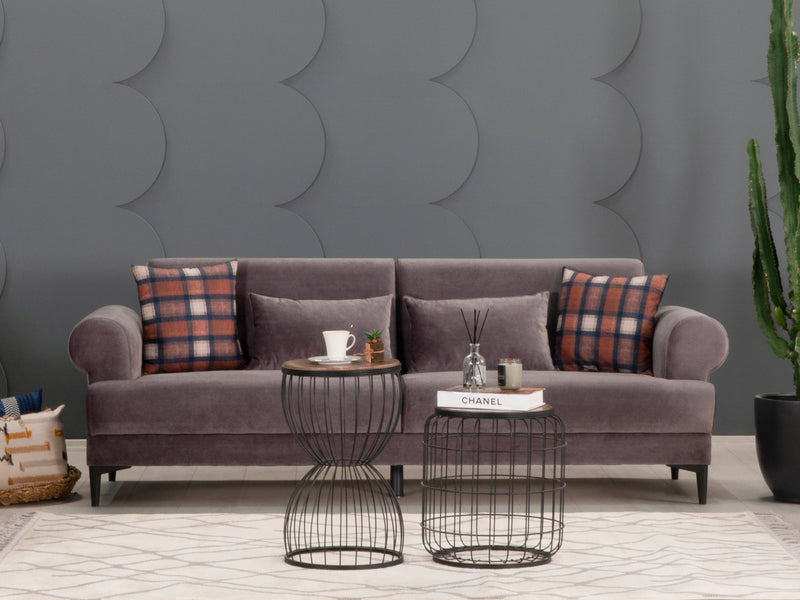Bulut 89" Wide Rolled Arm Convertible Sofa