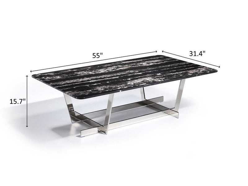 Carrara Marble 55" Wide Coffee Table